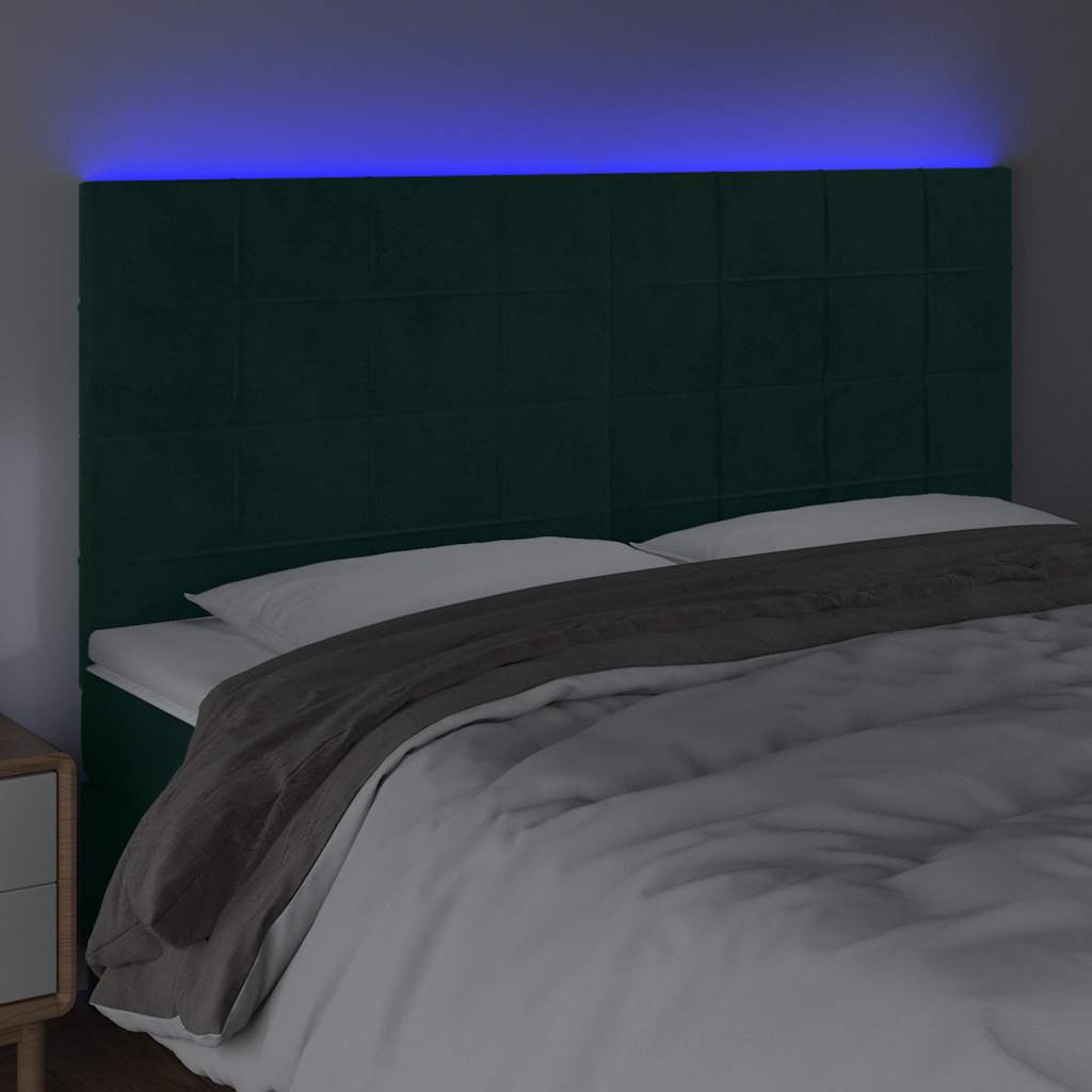 Testiera a LED Verde Scuro 180x5x118/128cm in Velluto