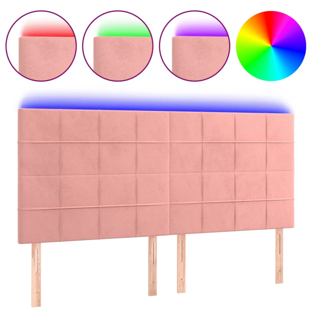 Testiera a LED Rosa 180x5x118/128 cm in Velluto | homemem39