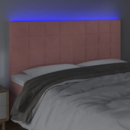 Testiera a LED Rosa 180x5x118/128 cm in Velluto | homemem39