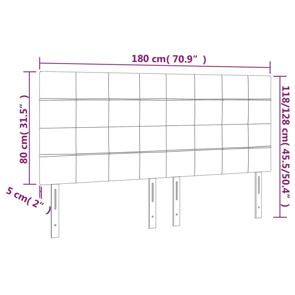 Testiera a LED Rosa 180x5x118/128 cm in Velluto | homemem39