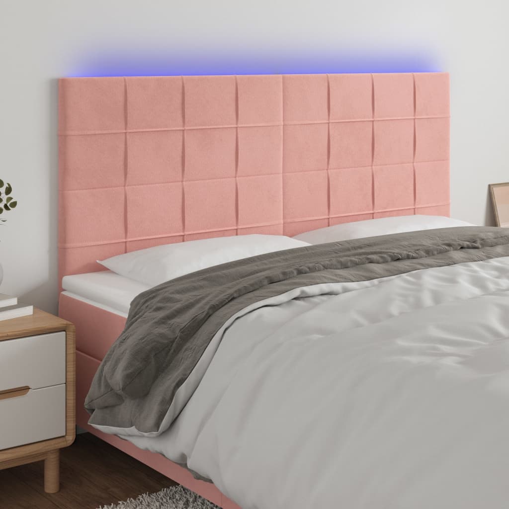 Testiera a LED Rosa 180x5x118/128 cm in Velluto | homemem39