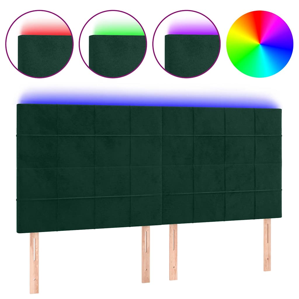 Testiera a LED Verde Scuro 200x5x118/128 cm in Velluto