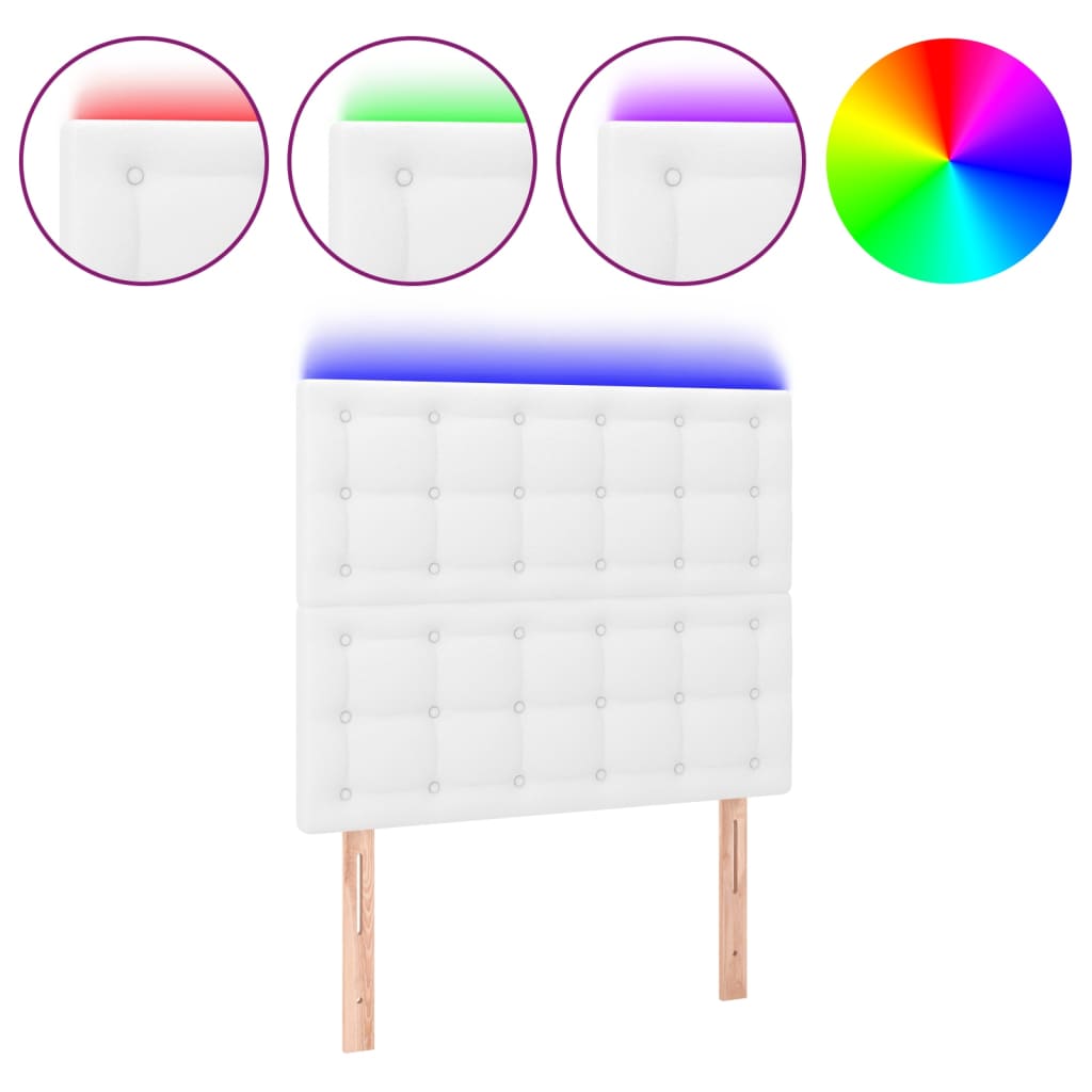 Testiera a LED Bianco 80x5x118/128 cm in Similpelle | homemem39