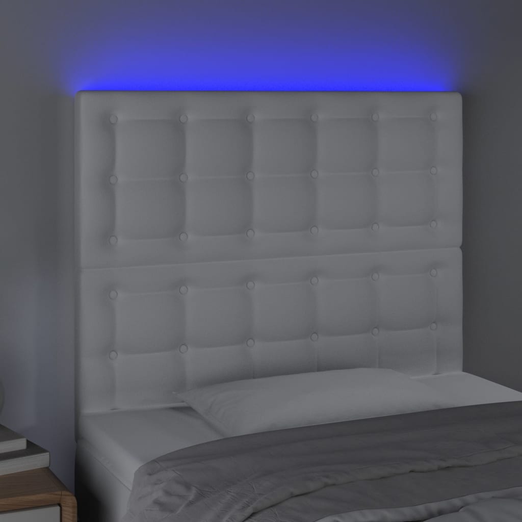 Testiera a LED Bianco 80x5x118/128 cm in Similpelle | homemem39