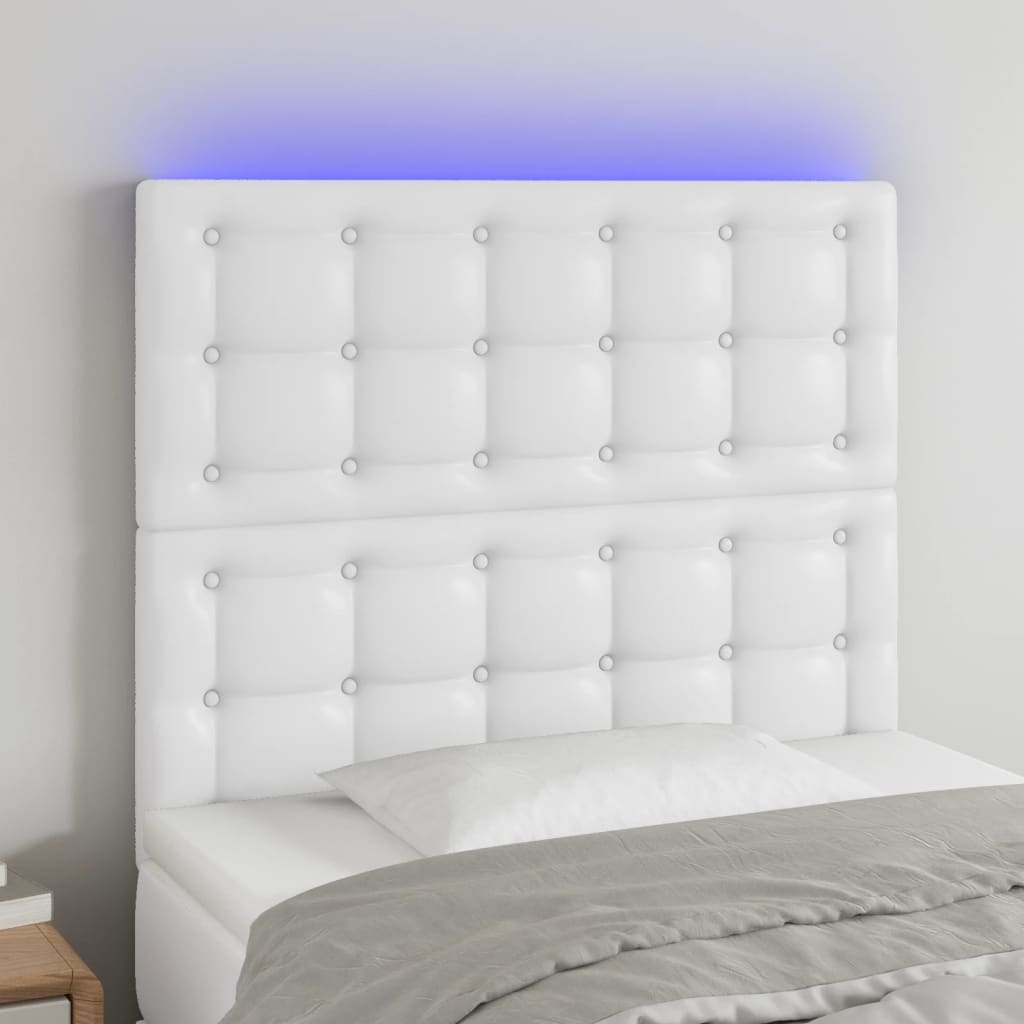 Testiera a LED Bianco 80x5x118/128 cm in Similpelle | homemem39