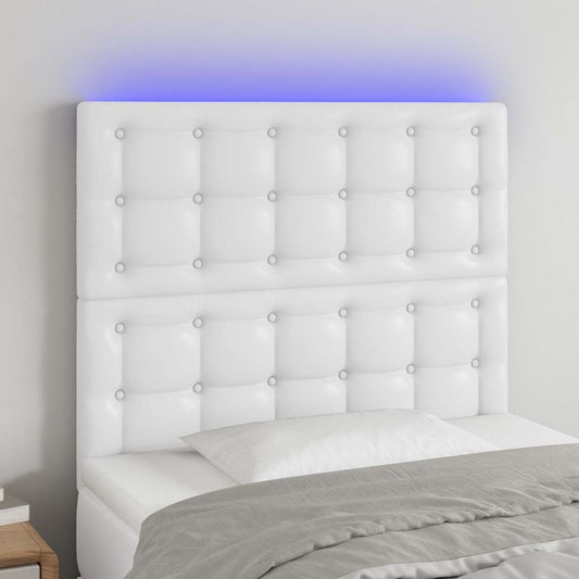 Testiera a LED Bianco 80x5x118/128 cm in Similpelle