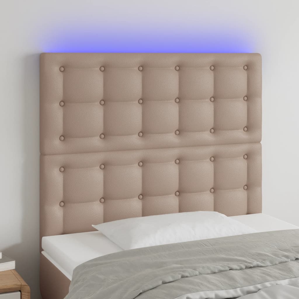 Testiera a LED Cappuccino 80x5x118/128 cm in Similpelle | homemem39