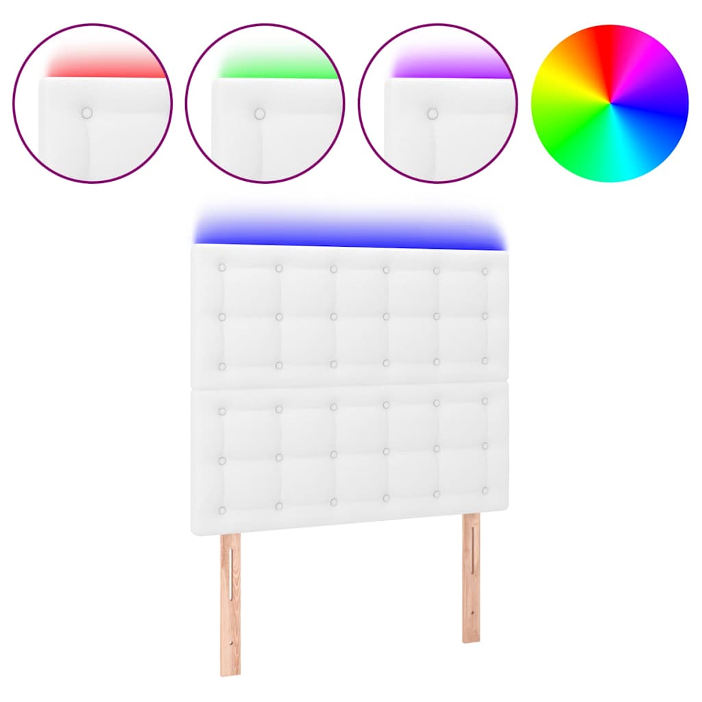 Testiera a LED Bianco 90x5x118/128 cm in Similpelle