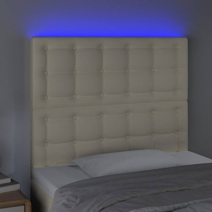 Testiera a LED Crema 90x5x118/128 cm in Similpelle