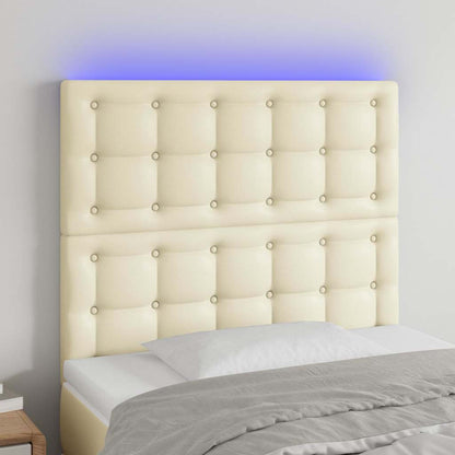 Testiera a LED Crema 90x5x118/128 cm in Similpelle