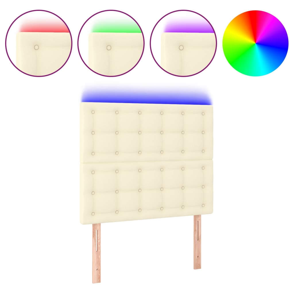 Testiera a LED Crema 100x5x118/128 cm in Similpelle | homemem39
