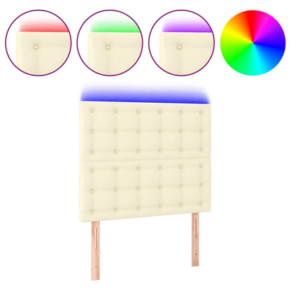 Testiera a LED Crema 100x5x118/128 cm in Similpelle | homemem39