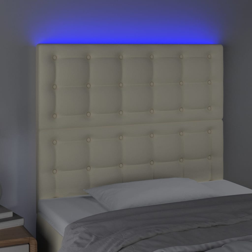 Testiera a LED Crema 100x5x118/128 cm in Similpelle | homemem39