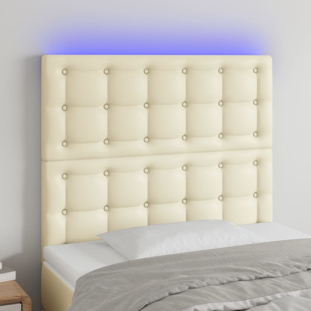 Testiera a LED Crema 100x5x118/128 cm in Similpelle | homemem39