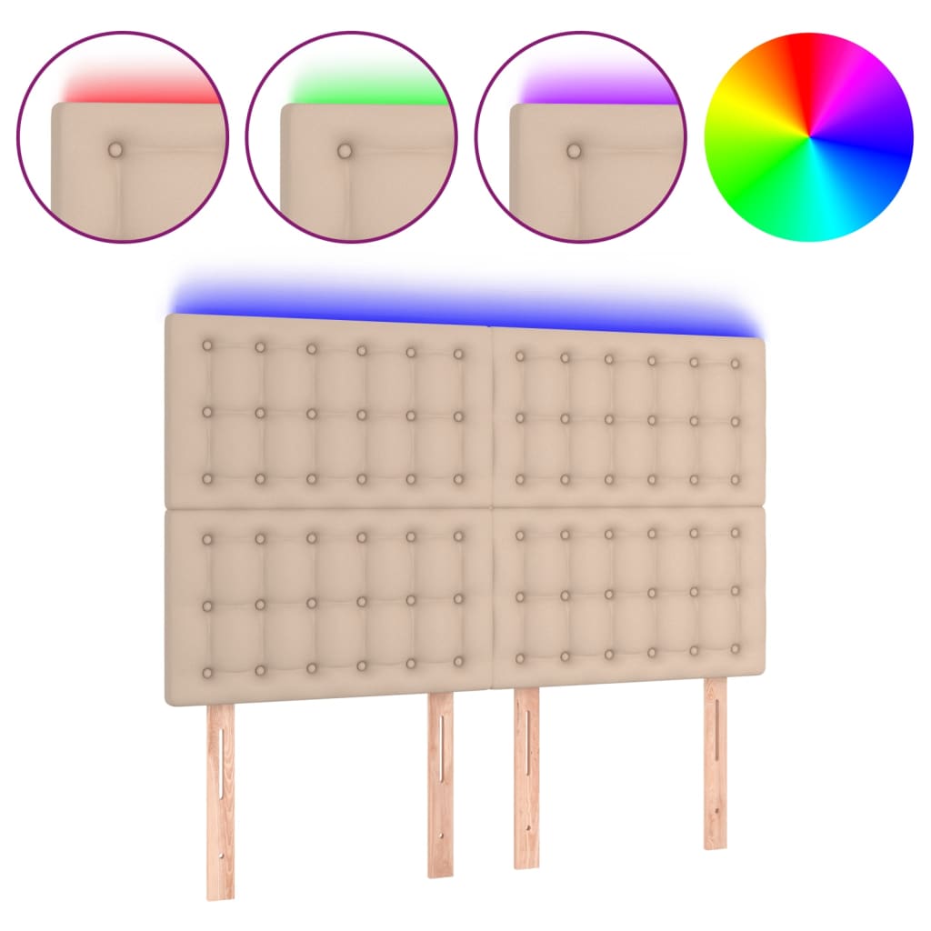 Testiera a LED cappuccino 144x5x118/128 cm in Similpelle | homemem39