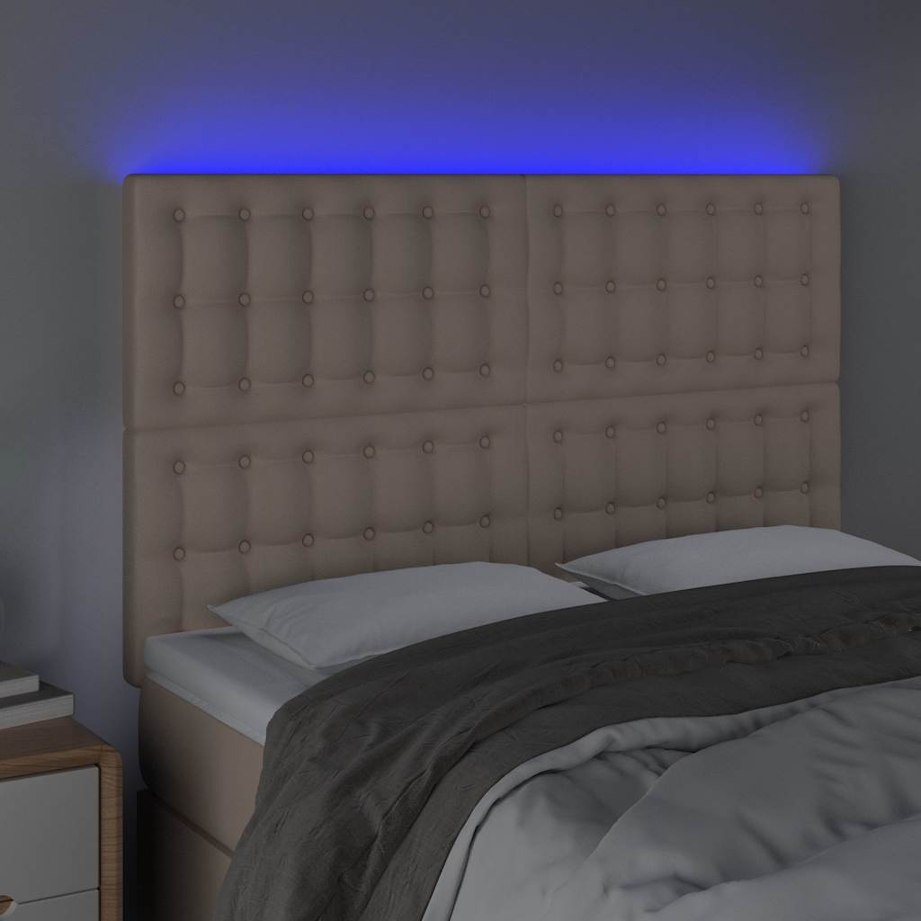 Testiera a LED cappuccino 144x5x118/128 cm in Similpelle