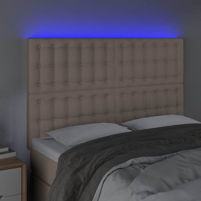 Testiera a LED cappuccino 144x5x118/128 cm in Similpelle