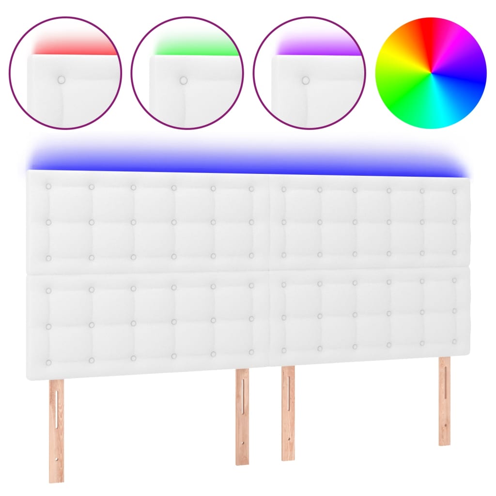 Testiera a LED Bianco 160x5x118/128 cm in Similpelle | homemem39