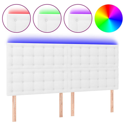 Testiera a LED Bianco 160x5x118/128 cm in Similpelle | homemem39