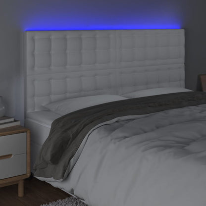 Testiera a LED Bianco 160x5x118/128 cm in Similpelle | homemem39