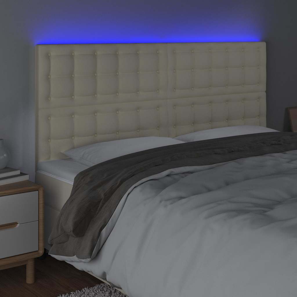 Testiera a LED Crema 160x5x118/128 cm in Similpelle