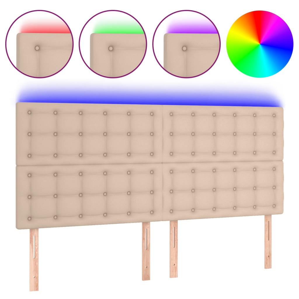Testiera a LED Cappuccino 160x5x118/128 cm in Similpelle | homemem39