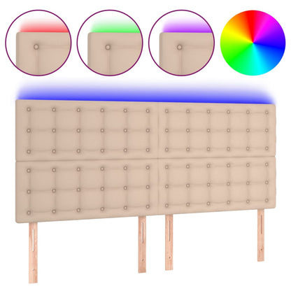 Testiera a LED Cappuccino 160x5x118/128 cm in Similpelle | homemem39