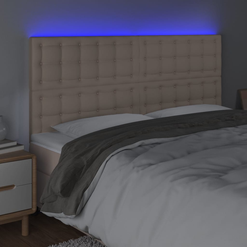 Testiera a LED Cappuccino 160x5x118/128 cm in Similpelle | homemem39