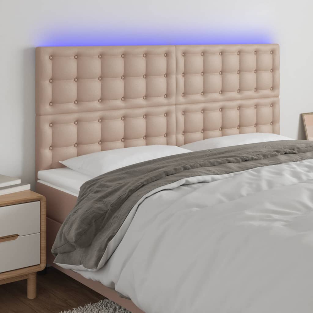 Testiera a LED Cappuccino 160x5x118/128 cm in Similpelle | homemem39