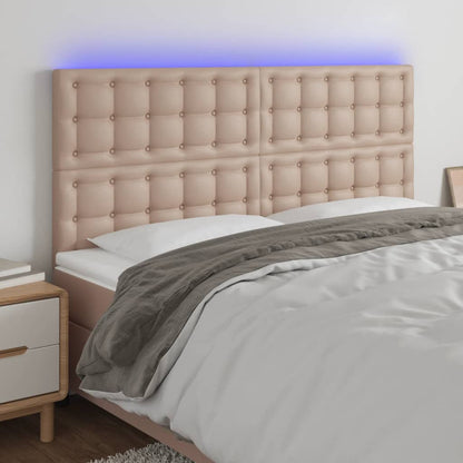 Testiera a LED Cappuccino 160x5x118/128 cm in Similpelle | homemem39