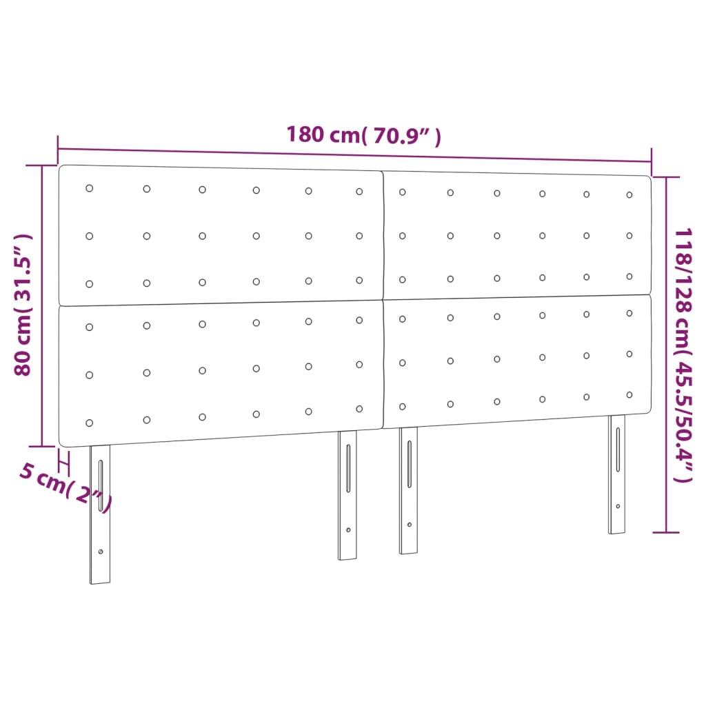 Testiera a LED Nera 180x5x118/128 cm in Similpelle | homemem39