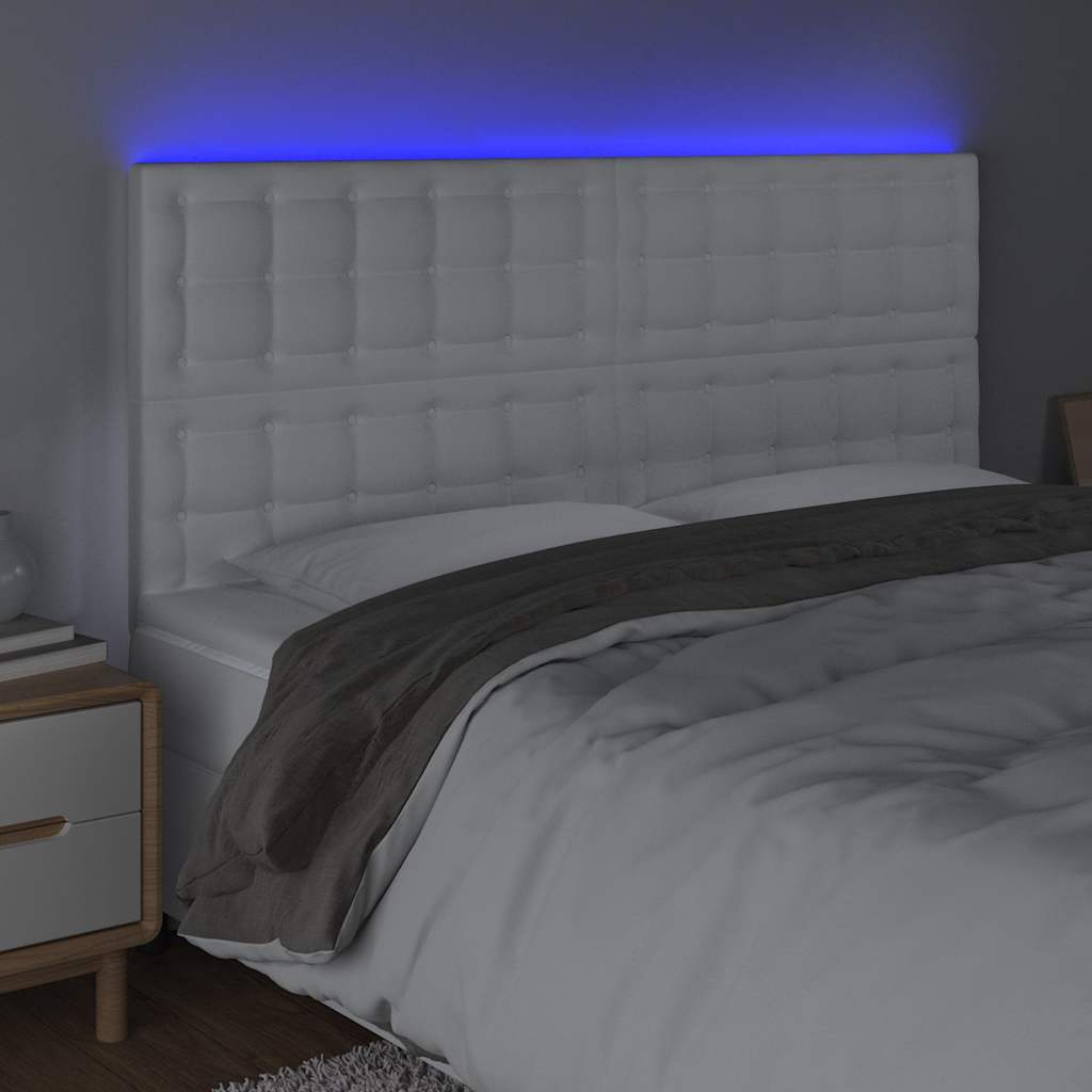 Testiera a LED rosa 200x5x118/128 cm in Similpelle