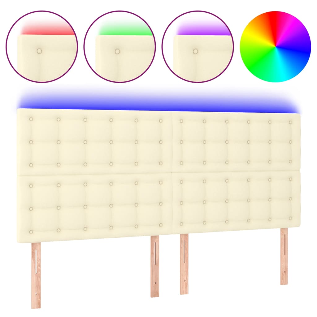 Testiera a LED Crema 200x5x118/128 cm in Similpelle | homemem39