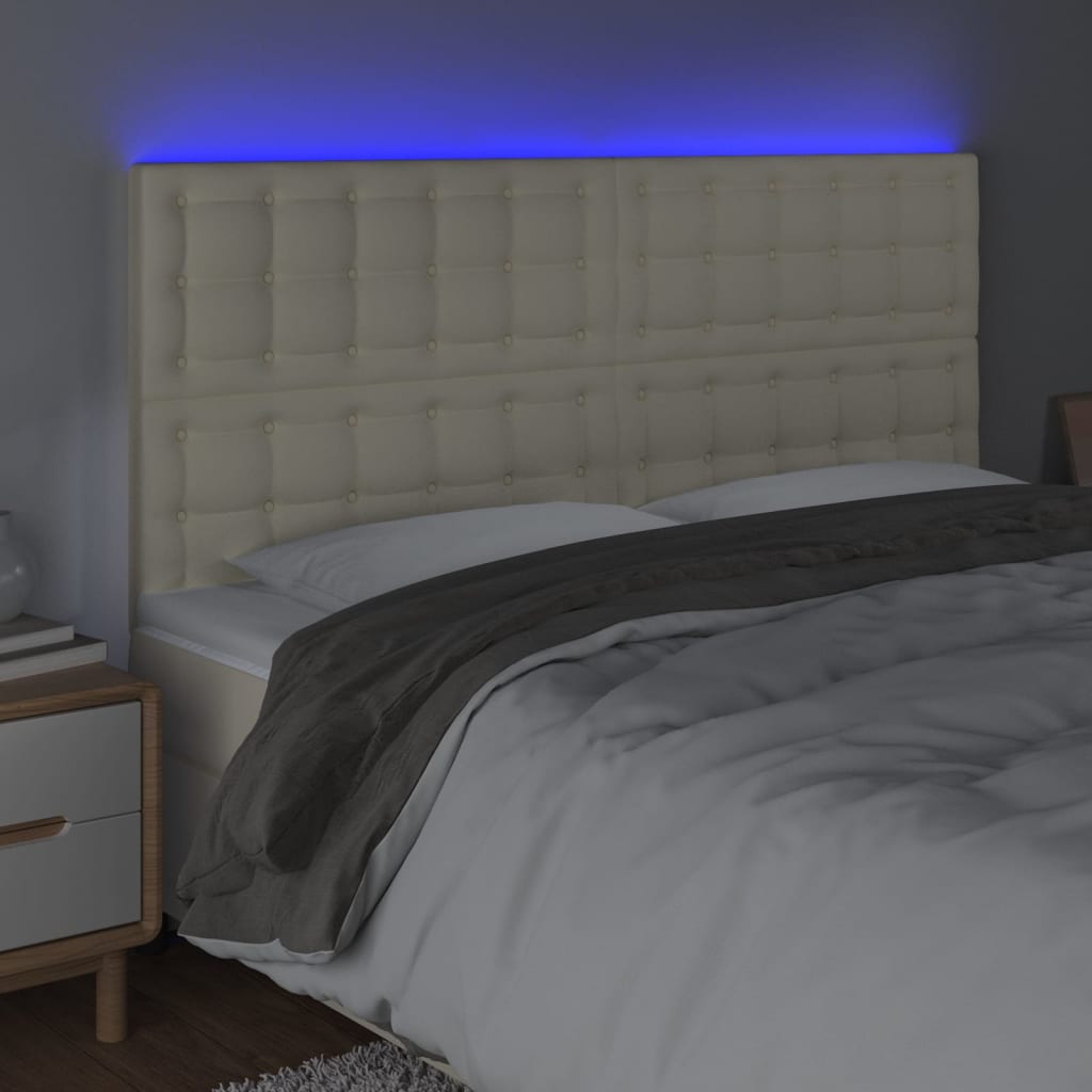 Testiera a LED Crema 200x5x118/128 cm in Similpelle | homemem39