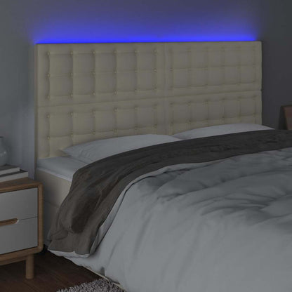 Testiera a LED Crema 200x5x118/128 cm in Similpelle