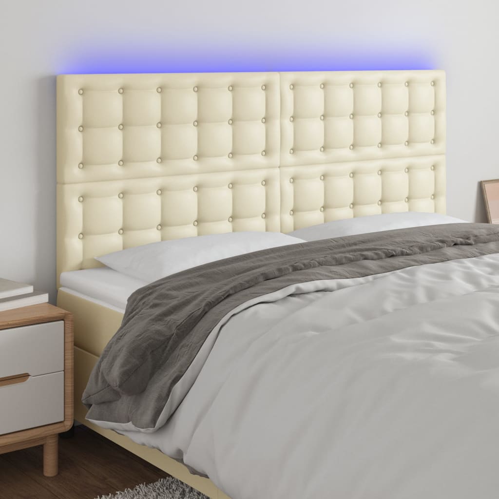 Testiera a LED Crema 200x5x118/128 cm in Similpelle | homemem39