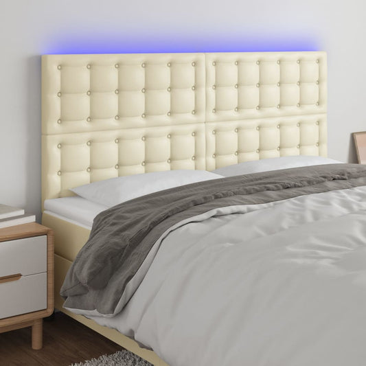 Testiera a LED Crema 200x5x118/128 cm in Similpelle | homemem39