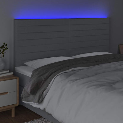 Testiera a LED Grigio Chiaro 180x5x118/128 cm in Tessuto