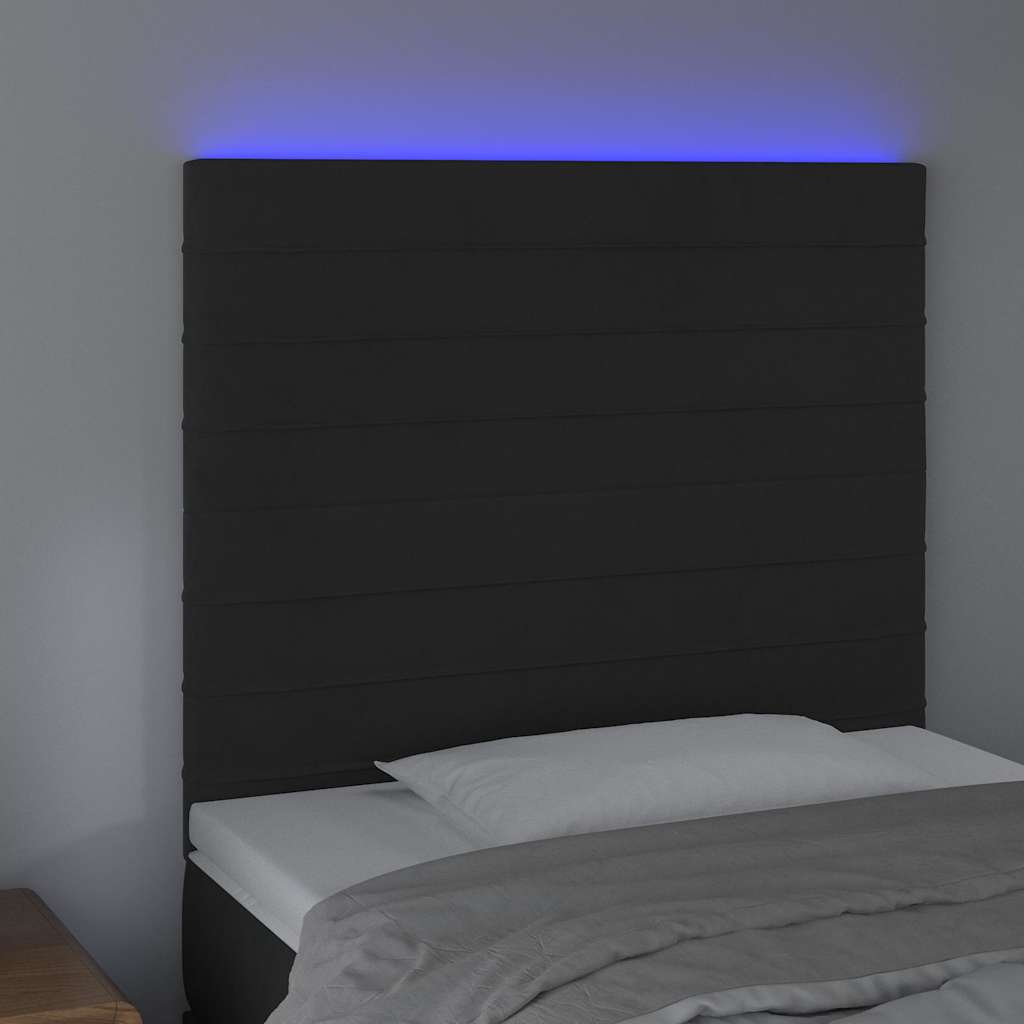 Testiera a LED Nera 80x5x118/128 cm in Velluto