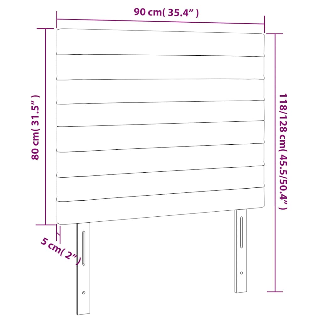 Testiera a LED Blu Scuro 90x5x118/128 cm in Velluto | homemem39