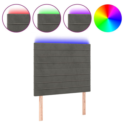 Testiera a LED GrigioScuro 100x5x118/128cm in Velluto