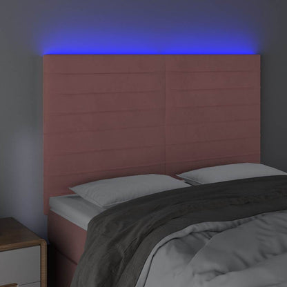 Testiera a LED Rosa 144x5x118/128 cm in Velluto