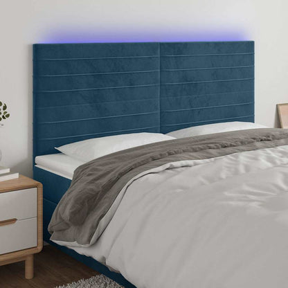 Testiera a LED Blu Scuro 160x5x118/128 cm in Velluto