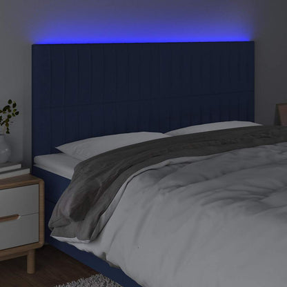 Testiera a LED Blu 160x5x118/128 cm in Tessuto