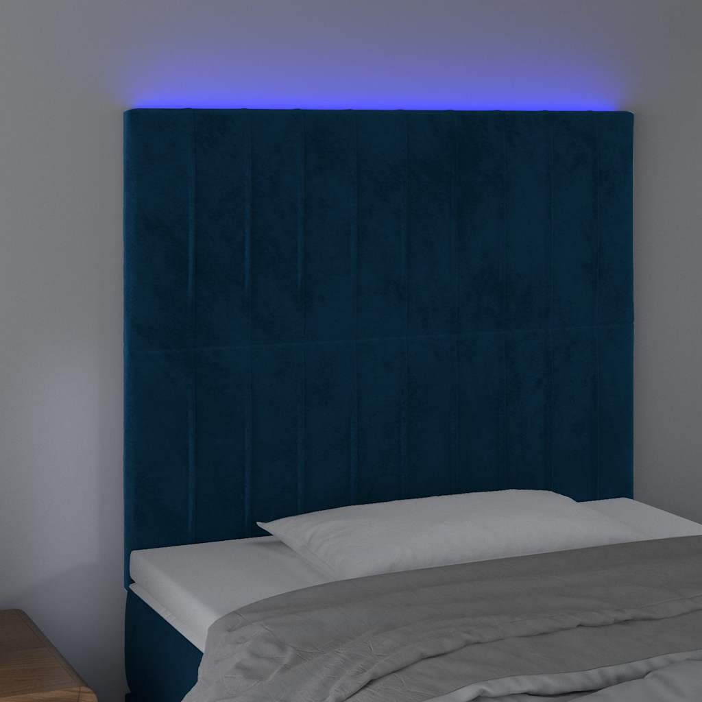Testiera a LED Blu Scuro 90x5x118/128 cm in Velluto