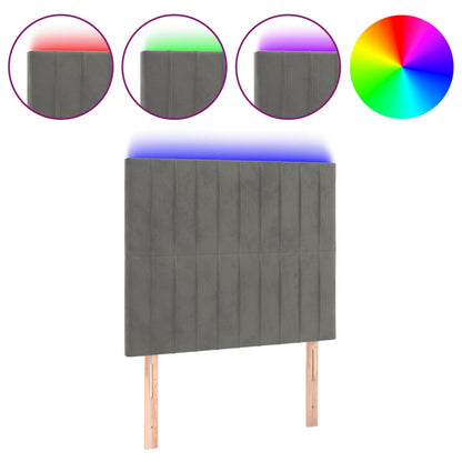 Testiera a LED Grigio Chiaro 100x5x118/128 cm in Velluto