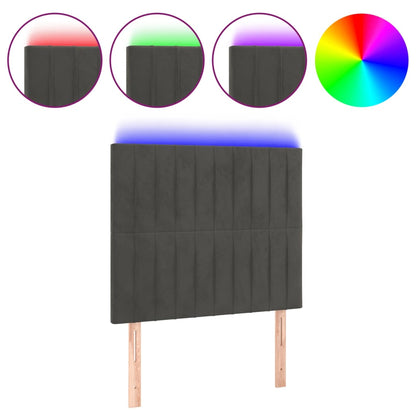 Testiera a LED GrigioScuro 100x5x118/128cm in Velluto