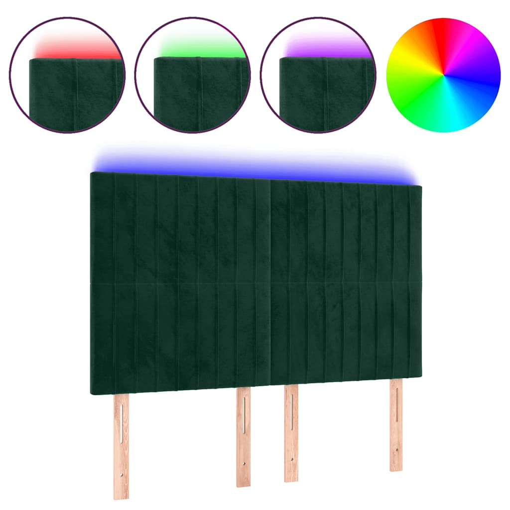 Testiera a LED Verde Scuro 144x5x118/128cm in Velluto | homemem39