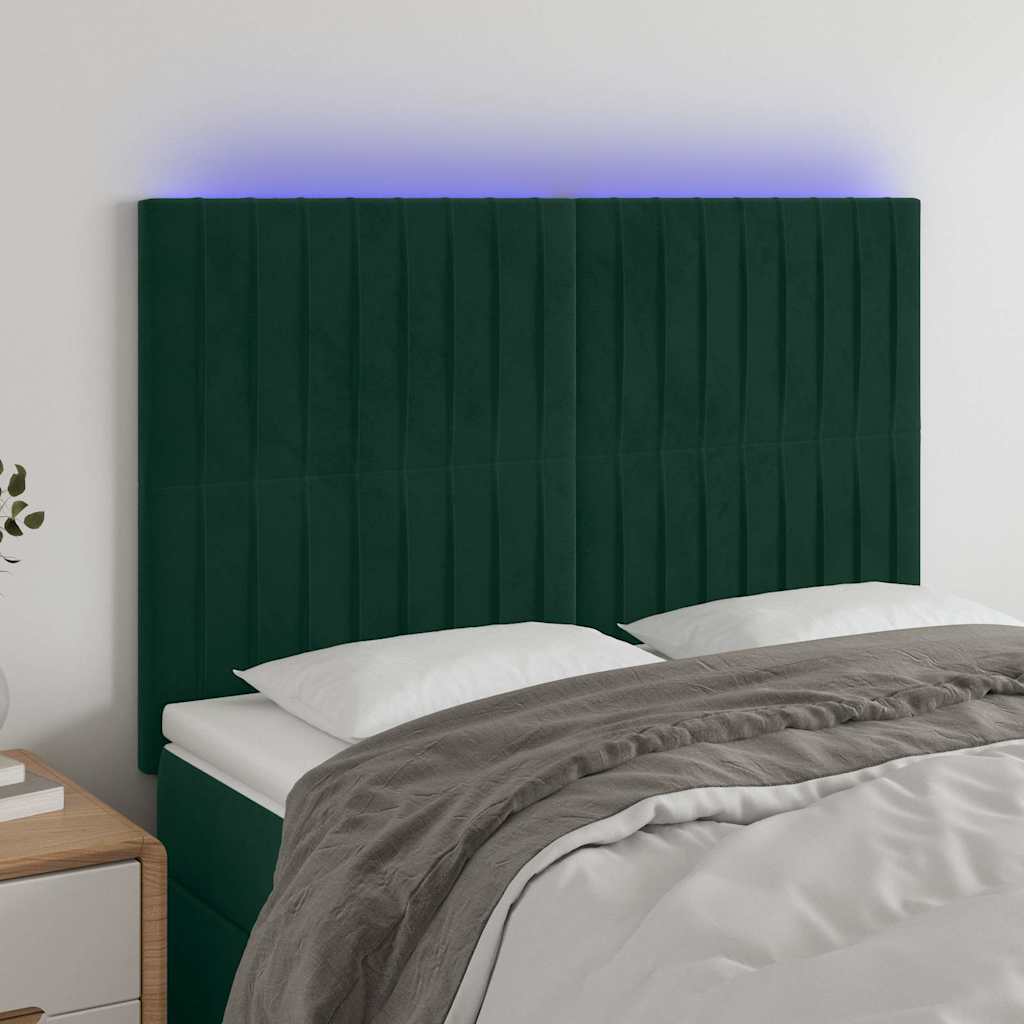 Testiera a LED Verde Scuro 144x5x118/128cm in Velluto | homemem39