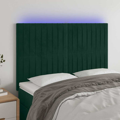 Testiera a LED Verde Scuro 144x5x118/128cm in Velluto | homemem39